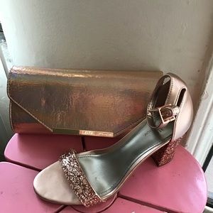 Rose gold glitter open toe sandal